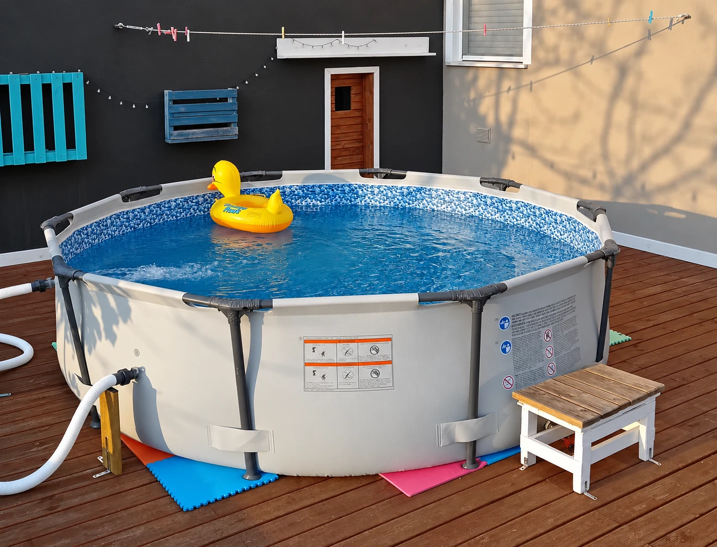 Piscina con la paperella gonfiabile